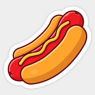 Hotdog Cartoon Vector Icon Illustration Sticker